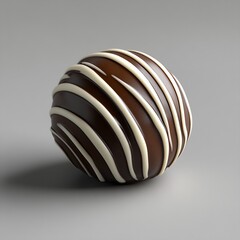 Delicious Chocolate Truffle with White Drizzle on a Simple Grey Background for Mouthwatering Dessert Ideas : Generative AI