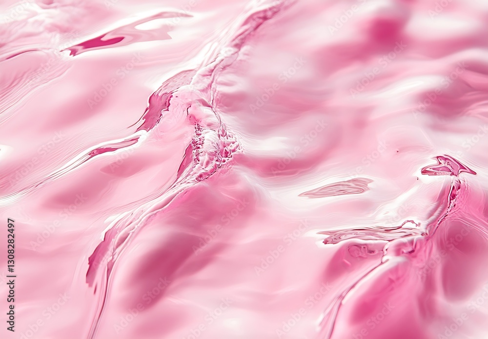 Aufkleber vibrant abstract background of pink liquid waves reflecting light and texture : generative ai