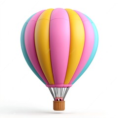 Fototapeta premium Colorful Hot Air Balloon Floating in a Clear Sky Background
