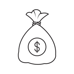 Money bag with dollar icon. Money bag icon. Income growth. Business and finance. Dollar sign. Cash icon. Money icon. Cash back. Investment. Cartoon money bag. Bag of coins. Financial savings. Payment