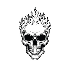 Skull head with fire illustration