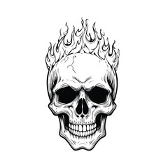 Skull head with fire illustration