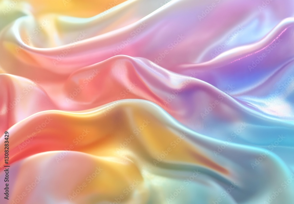 Poster vibrant and colorful silk fabric flowing in soft waves for background or design : generative ai