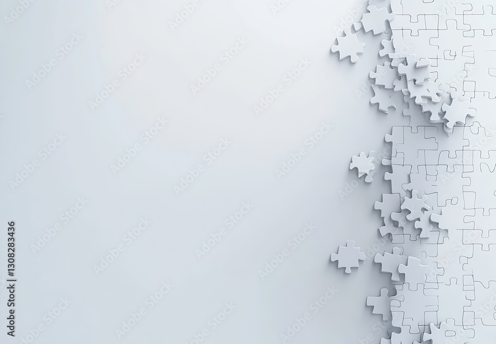 Aufkleber Scattered jigsaw puzzle pieces creating a modern aesthetic with clean background and minimalistic style : Generative AI