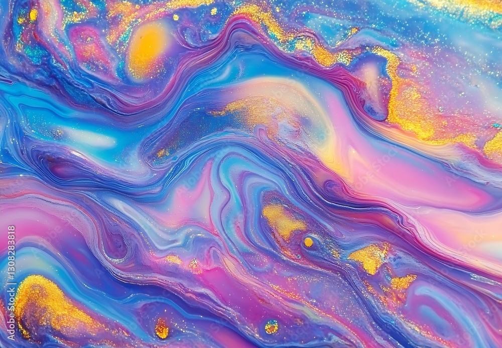 Aufkleber stunning colorful abstract fluid art with swirling patterns and glittery textures for creative proje