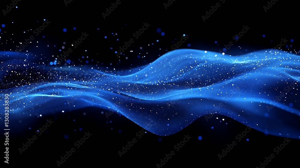 Poster stunning blue waves with glittering stars creating a calm and dreamy atmosphere : generative ai