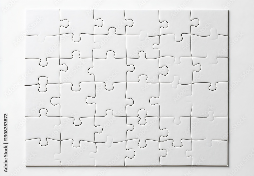 Aufkleber Blank white jigsaw puzzle pieces on a clean surface ready for customization and creative projects : Generative AI