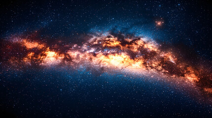 The image showcases a breathtaking view of the cosmos, highlighting a bright galaxy studded with stars.