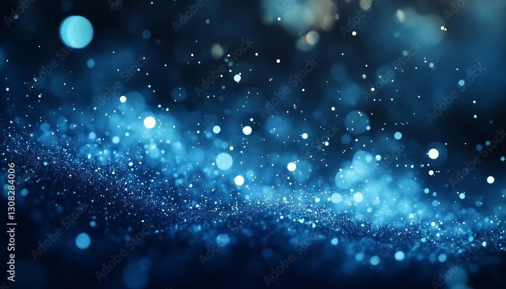 Poster Enchanting Blue Particle Effect with Vivid Colors and Depth of Field : Generative AI