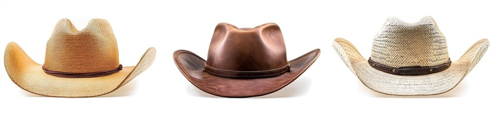 Variety of Cowboy Hats in Natural Colors for Western Wear and Fashion Accessories : Generative AI