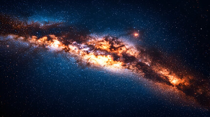 Fototapeta premium This image depicts a mesmerizing view of a luminous galaxy with vibrant colors and countless stars.