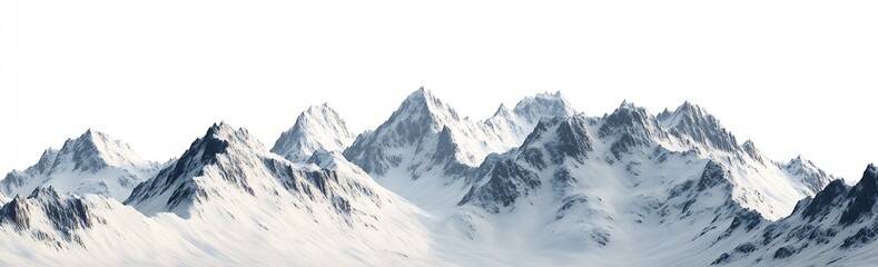 Obraz premium Breathtaking Mountain Range with Sharp Peaks and a Sheen of White Snow Under a Clear Sky : Generative AI