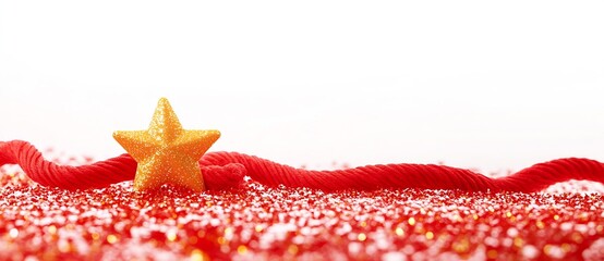 Sparkling red glitter and star accent creating a whimsical festive ambiance for celebrations and parties : Generative AI