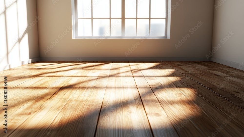 Aufkleber spacious empty room featuring a bright window and gleaming wooden floor creating a serene atmosphere