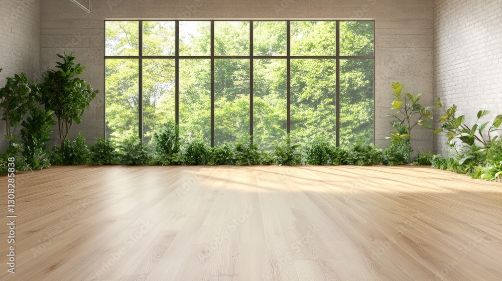 Poster spacious modern room with a large window allowing natural light to fill the space with brightness an