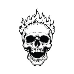 Skull head with fire illustration