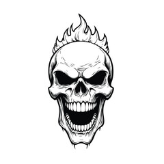Fototapeta premium Skull head with fire illustration