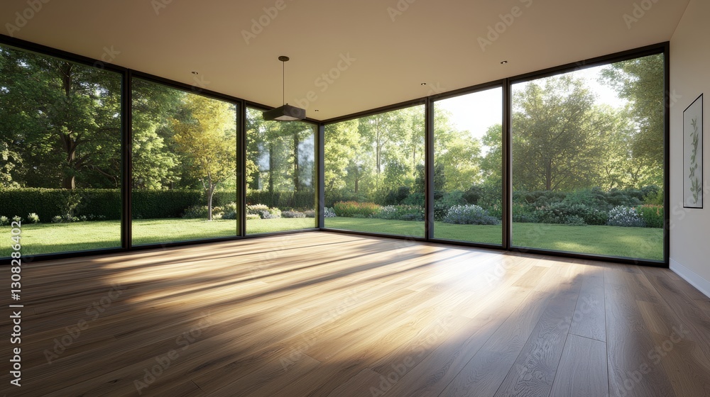 Poster bright room featuring a large window creating a spacious atmosphere with abundant natural light and 