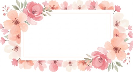 Soft Watercolor Floral Frame Pastel Design. AI Generated