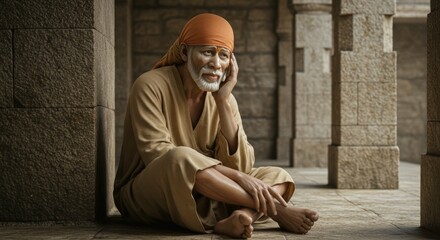 Obraz premium Sai Baba Indian God background