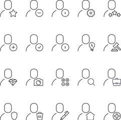 Collection of User Outline Sign for Graphic and Web Design, Apps, Adverts, Various Cards