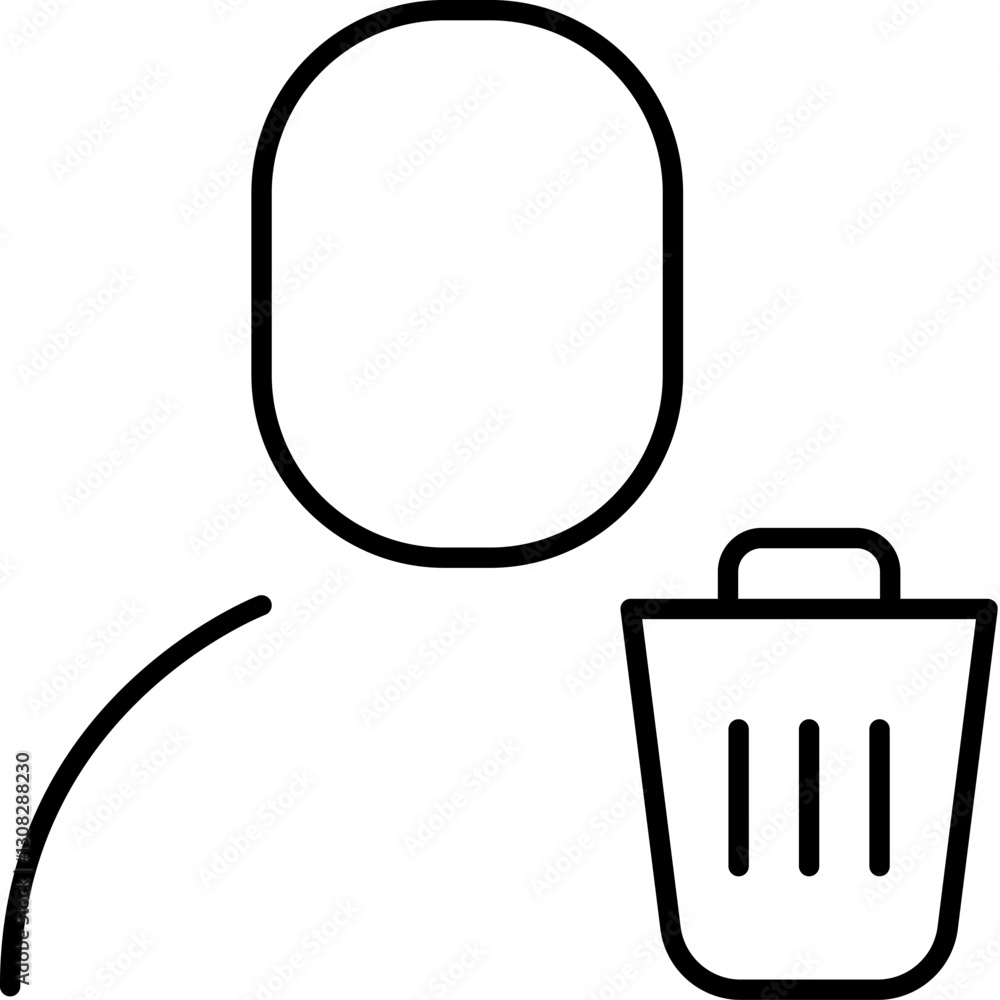 Aufkleber user by trash can user by minimalistic sign for web and graphic design, apps, banners, social networ