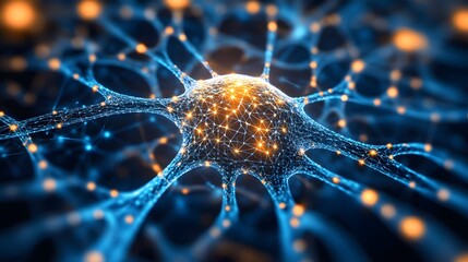 Neural Network: A visually stunning depiction of a neural network, highlighting the intricate connections and pathways of the human brain's computational power.