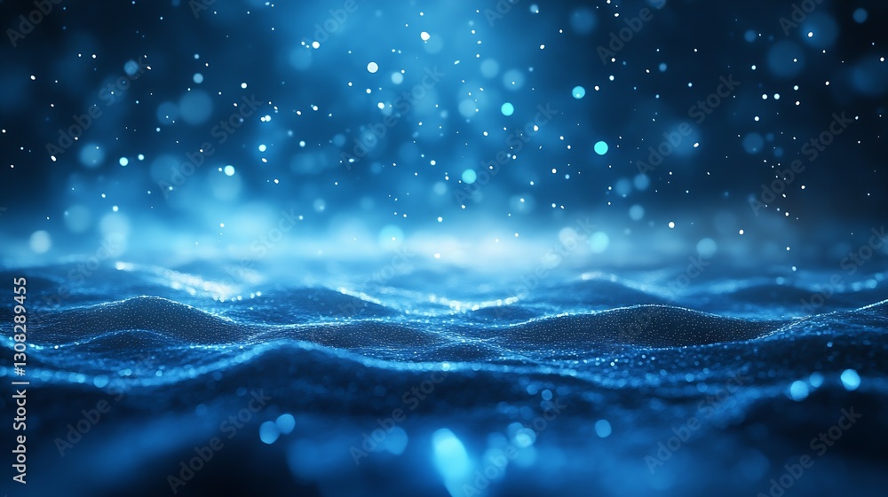 Poster mesmerizing blue water waves with sparkling bokeh effects creating a dreamy atmosphere : generative 