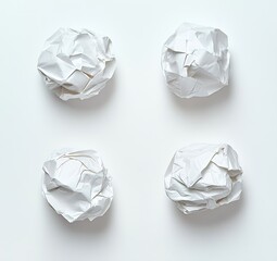 Crumpled White Paper Balls on a Clean Bright Surface for Minimalistic Aesthetic : Generative AI