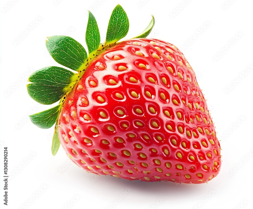 Poster fresh ripe strawberry with vibrant red color against clean white background : generative ai