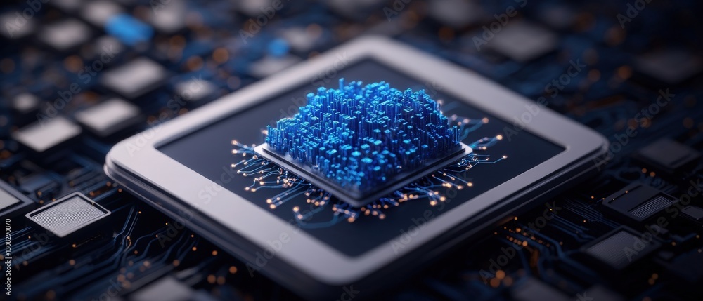 Aufkleber blue ball of microchick representing advanced technology and innovation displayed on a clean surface