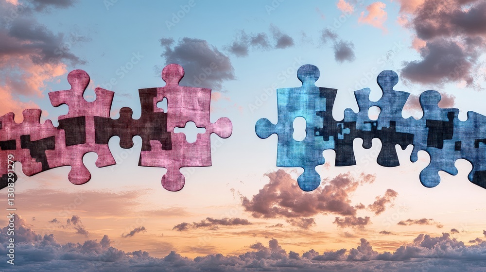 Poster a colorful collection of interlocking puzzle pieces arranged on a white background as a symbol of pr
