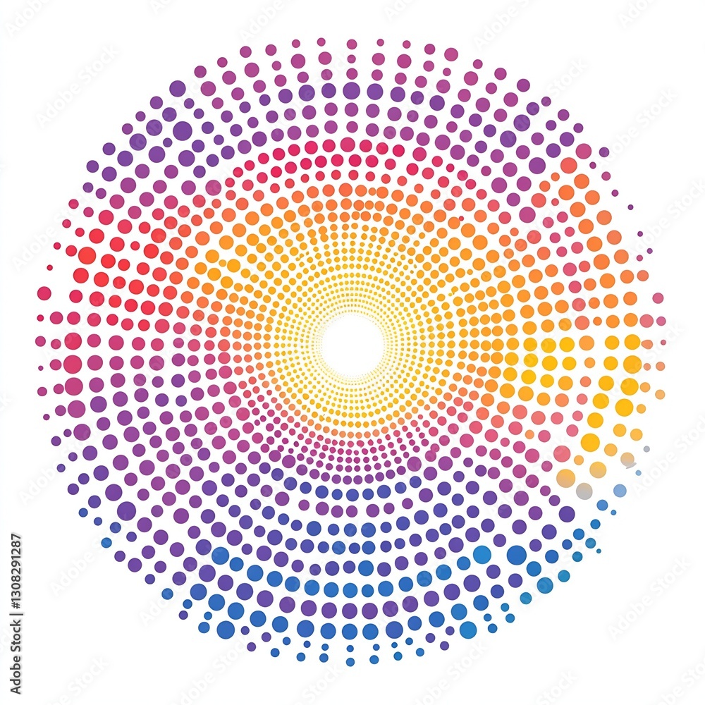 Aufkleber colorful circular dot pattern radiating with vibrant hues for modern art design : generative ai