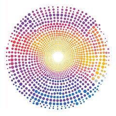 Colorful Circular Dot Pattern Radiating with Vibrant Hues for Modern Art Design : Generative AI