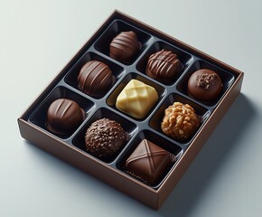 Assorted Box of Luxurious Chocolates in Elegant Packaging : Generative AI
