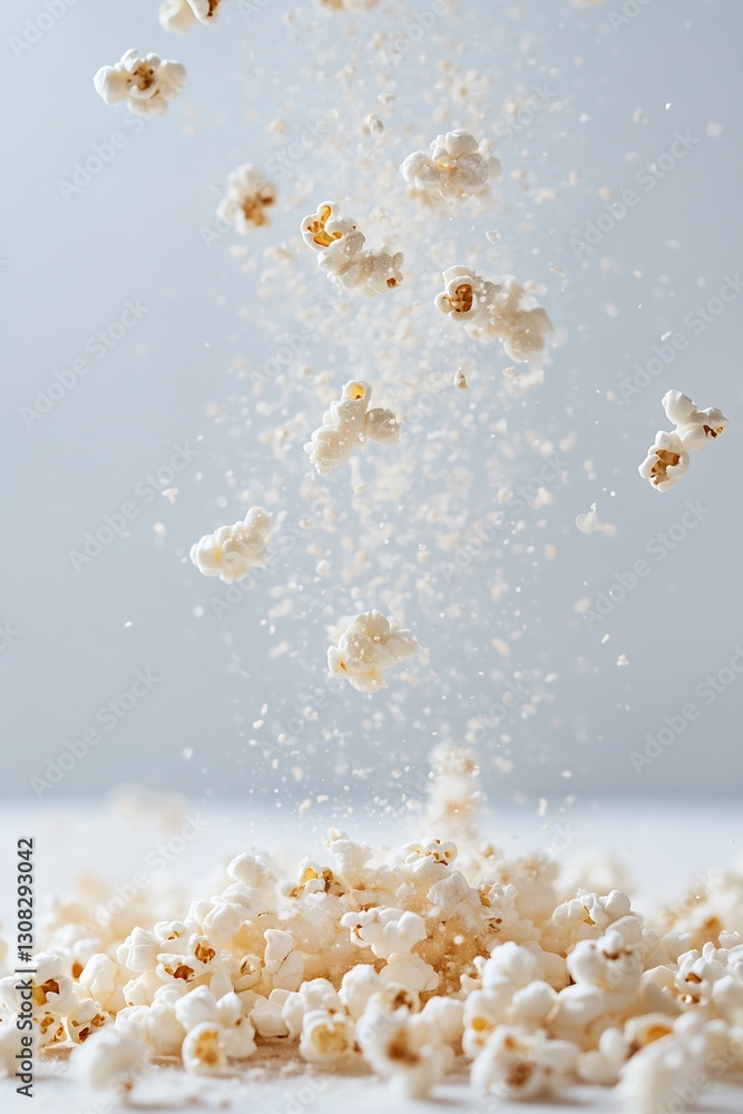 Poster Flying Popcorn Kernels Creating a Delicious Snack Atmosphere : Generative AI