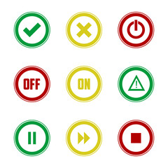 Media player buttons collection on white background