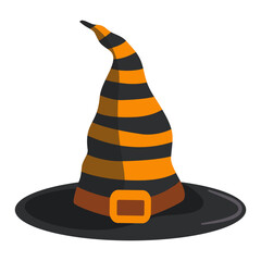Illustration of Witch Hat Halloween with Trendy Cartoon Design. Vector Clipart
