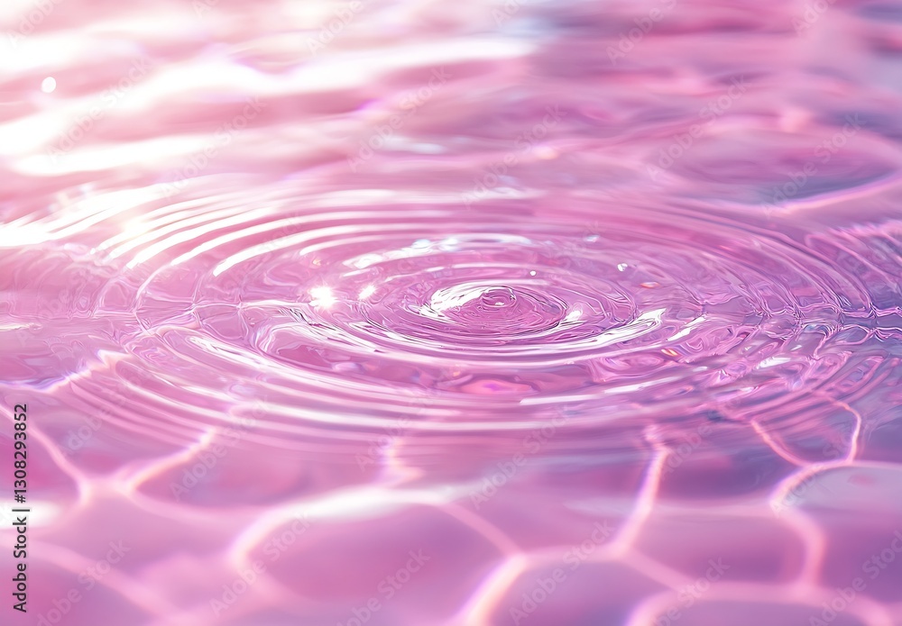 Poster beautiful rippling pink water surface with soft reflections and waves : generative ai