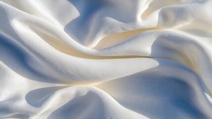 Obraz premium Elegant Cream Linen Fabric Texture Soft Drape Subtle Wrinkles White Textile Background