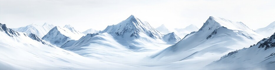 Fototapeta premium Snow Covered Mountain Range under Clear Sky for Winter Scenic Views : Generative AI