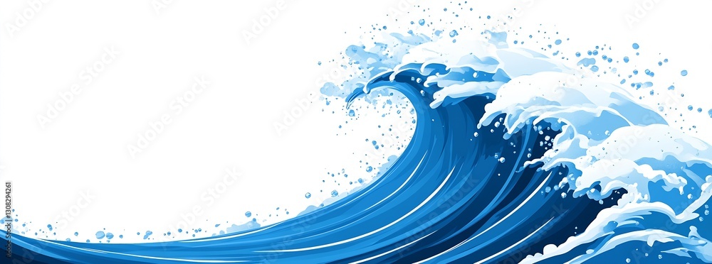 Aufkleber Dynamic Blue Ocean Wave Splashing for Action and Beach Concepts : Generative AI