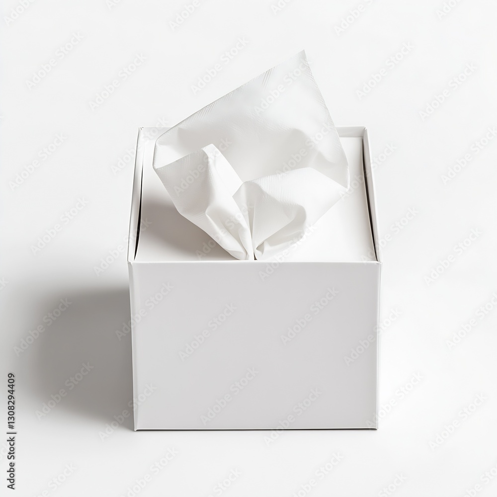 Aufkleber Minimalist White Tissue Box Design with Soft Fabric Tissue Display : Generative AI