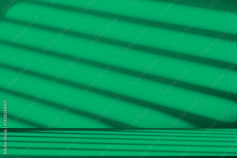 Poster wall interior background, studio and backdrops show products. with leaf shadow from window color gre