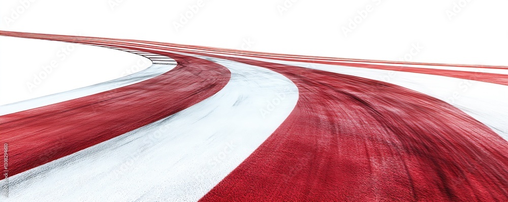 Aufkleber Curvy race track with smooth red and white lines capturing speed and motion in a minimalist style : Generative AI