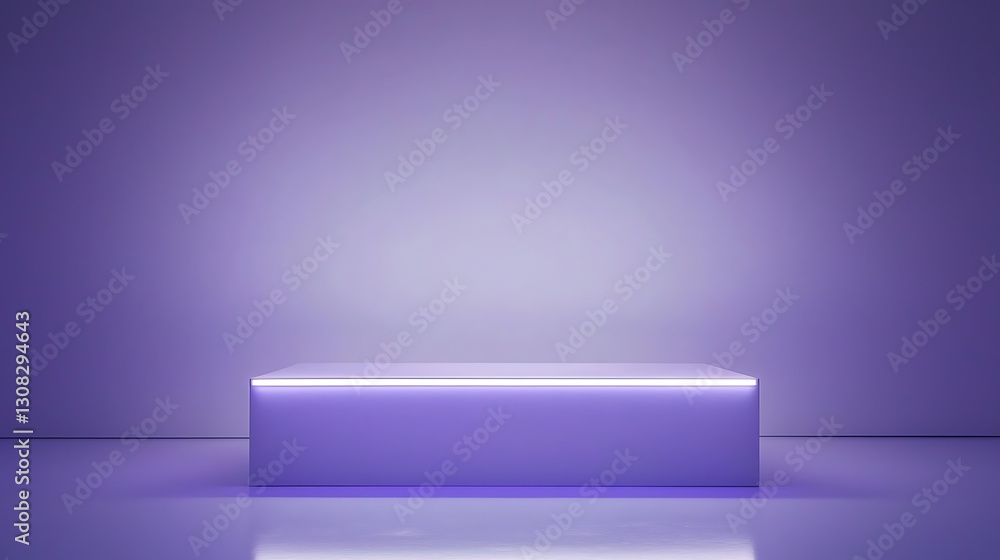 Poster illuminated minimalist display stage modern gallery showcase setup sleek environment eye-level view 