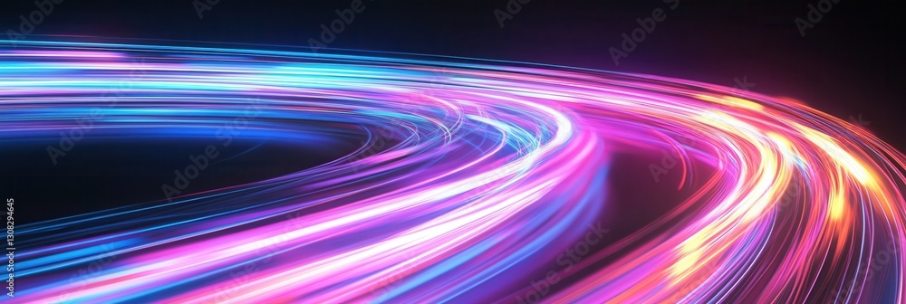 Aufkleber Glowing neon lines create a futuristic atmosphere against a smooth white background with elegant light trails Generative AI