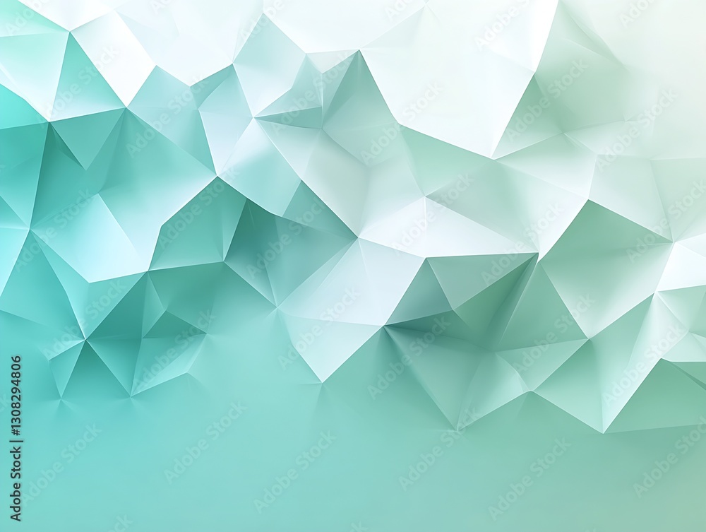 Poster abstract geometric background with light teal and white polygonal shapes : generative ai