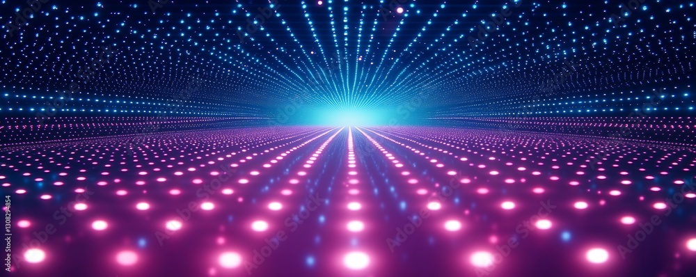 Poster stunning digital illustration of a vibrant light tunnel with blue and pink hues creating a mesmerizi