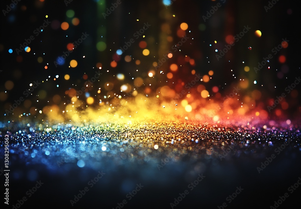 Poster Colorful Glitter Particles Creating a Stunning Abstract Background Effect : Generative AI